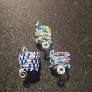 Dreadlock jewelry handmade beaded hair sticks loc charms hair coils set of 3